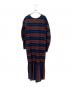 sara mallika (サラマリカ) Cotton Multi Border Back Gather Dress ネイビー サイズ:-：10000円