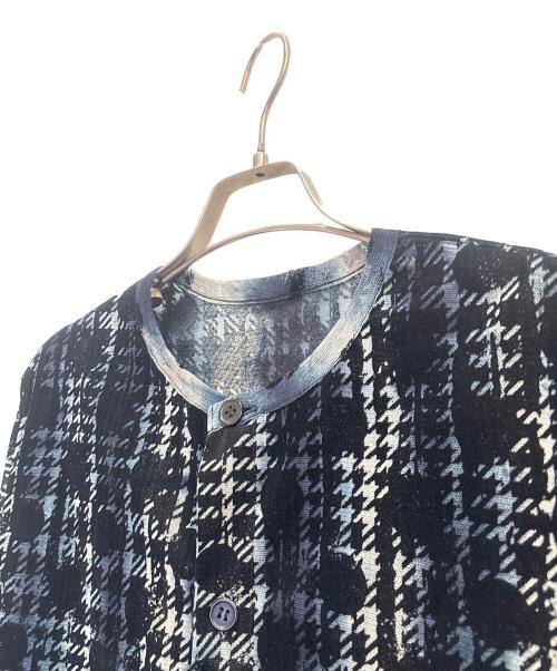 Y's（ワイズ）Y's (ワイズ) HOUNDTOOTH DOTS TULLE ROUND NECK LONG SLEEVE CARDIGAN/ポルカドット 千鳥格子柄 レース カーディガン ネイビー サイズ:2の古着・服飾アイテム