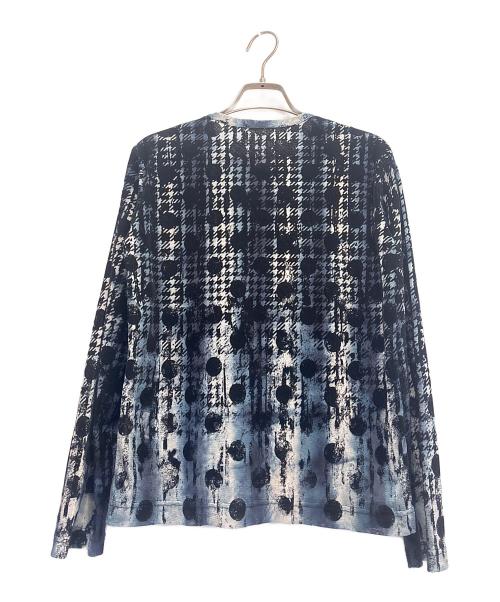 Y's（ワイズ）Y's (ワイズ) HOUNDTOOTH DOTS TULLE ROUND NECK LONG SLEEVE CARDIGAN/ポルカドット 千鳥格子柄 レース カーディガン ネイビー サイズ:2の古着・服飾アイテム