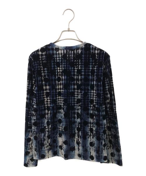 Y's（ワイズ）Y's (ワイズ) HOUNDTOOTH DOTS TULLE ROUND NECK LONG SLEEVE CARDIGAN ネイビー サイズ:2の古着・服飾アイテム