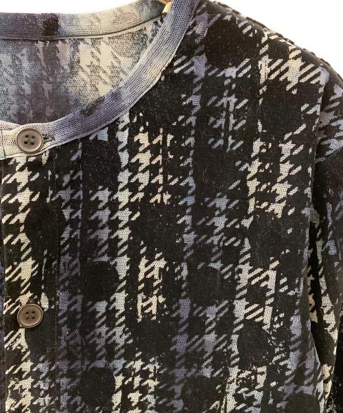Y's（ワイズ）Y's (ワイズ) HOUNDTOOTH DOTS TULLE ROUND NECK LONG SLEEVE CARDIGAN ネイビー サイズ:2の古着・服飾アイテム