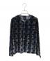Y's（ワイズ）の古着「HOUNDTOOTH DOTS TULLE ROUND NECK LONG SLEEVE CARDIGAN」｜ネイビー