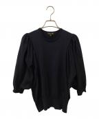 DRAWERドゥロワー）の古着「ギャザースリーブプルオーバーニット」｜ブラック