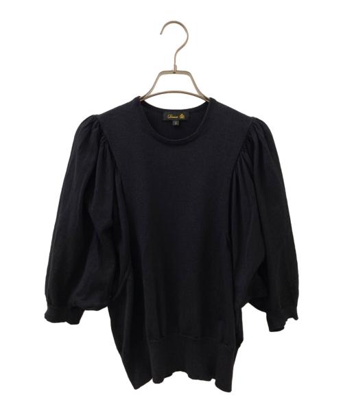 DRAWER（ドゥロワー）DRAWER (ドゥロワー) ギャザースリーブプルオーバーニット ブラック サイズ:1の古着・服飾アイテム