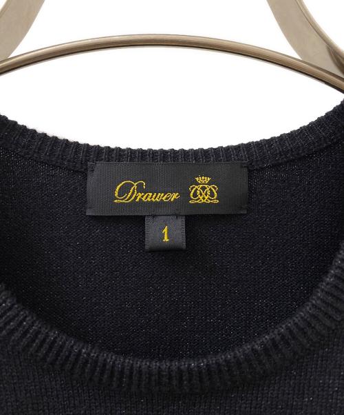 DRAWER（ドゥロワー）DRAWER (ドゥロワー) ギャザースリーブプルオーバーニット ブラック サイズ:1の古着・服飾アイテム