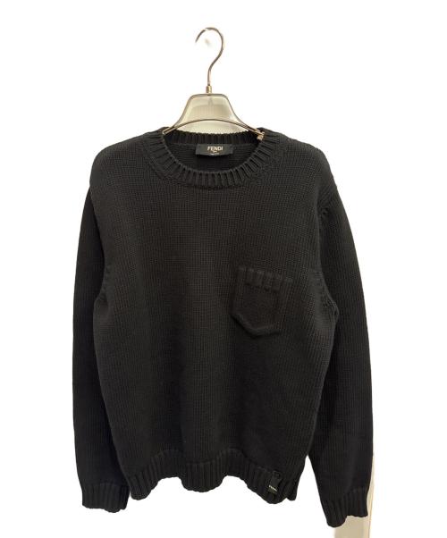 FENDI（フェンディ）FENDI (フェンディ) クルーネックニットセーター ブラック サイズ:48の古着・服飾アイテム