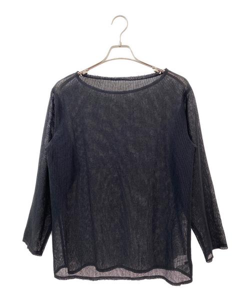 SALON（サロン）SALON (サロン) リネンブレンドメッシュロングスリーブプルオーバー ブラック サイズ:Freeの古着・服飾アイテム