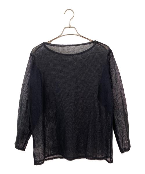 SALON（サロン）SALON (サロン) リネンブレンドメッシュロングスリーブプルオーバー ブラック サイズ:Freeの古着・服飾アイテム