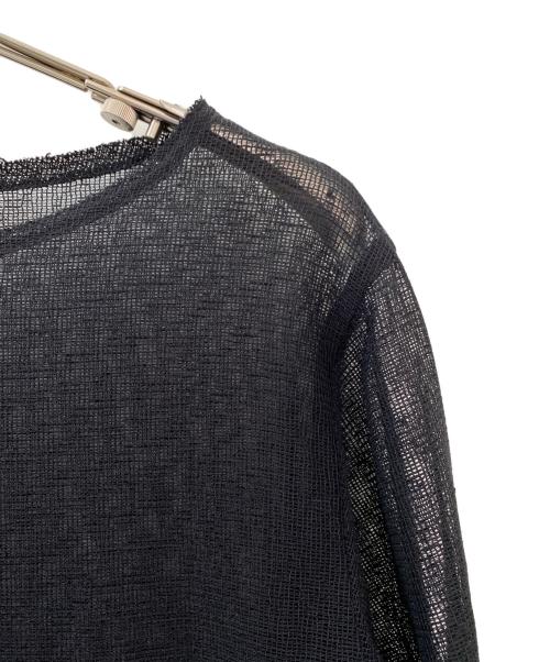 SALON（サロン）SALON (サロン) リネンブレンドメッシュロングスリーブプルオーバー ブラック サイズ:Freeの古着・服飾アイテム