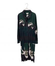 DRIES VAN NOTEN × LEN LYE（ドリスヴァンノッテン×レン・ライ）の古着「総柄ロングシャツワンピース」｜グリーン