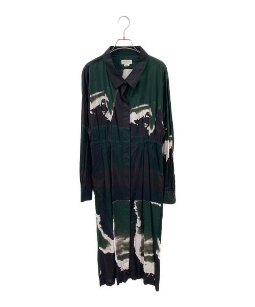 DRIES VAN NOTEN × LEN LYE（ドリスヴァンノッテン×レン・ライ）DRIES VAN NOTEN × LEN LYE (ドリスヴァンノッテン×レン・ライ) 総柄ロングシャツワンピース グリーン サイズ:36の古着・服飾アイテム