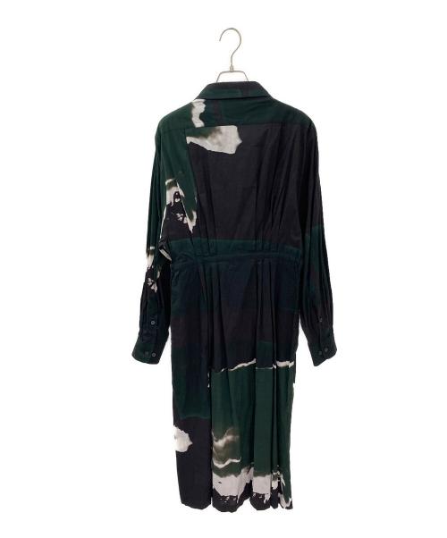 DRIES VAN NOTEN × LEN LYE（ドリスヴァンノッテン×レン・ライ）DRIES VAN NOTEN × LEN LYE (ドリスヴァンノッテン×レン・ライ) 総柄ロングシャツワンピース グリーン サイズ:36の古着・服飾アイテム