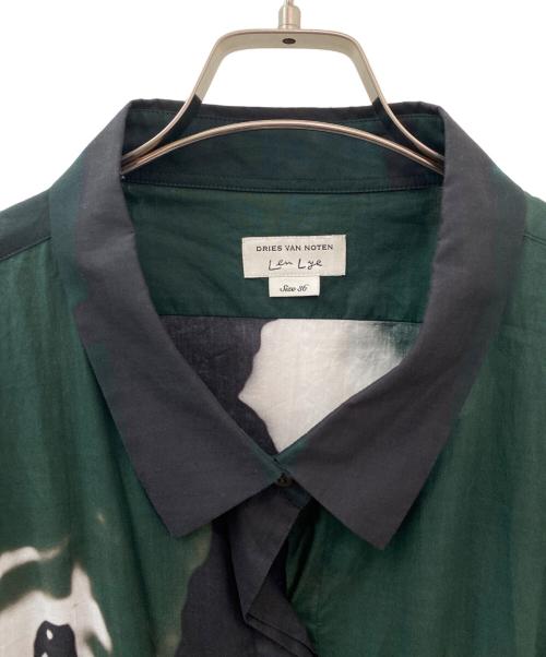 DRIES VAN NOTEN × LEN LYE（ドリスヴァンノッテン×レン・ライ）DRIES VAN NOTEN × LEN LYE (ドリスヴァンノッテン×レン・ライ) 総柄ロングシャツワンピース グリーン サイズ:36の古着・服飾アイテム