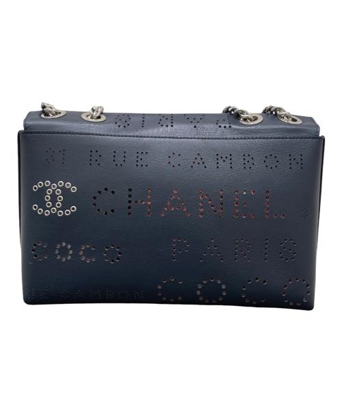 CHANEL（シャネル）CHANEL (シャネル) パンチング ココマークチェーンショルダーバッグ ネイビー×ピンクの古着・服飾アイテム
