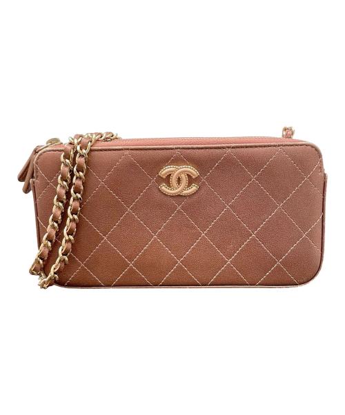 CHANEL（シャネル）CHANEL (シャネル) マトラッセチェーンウォレット ピンクブラウンの古着・服飾アイテム