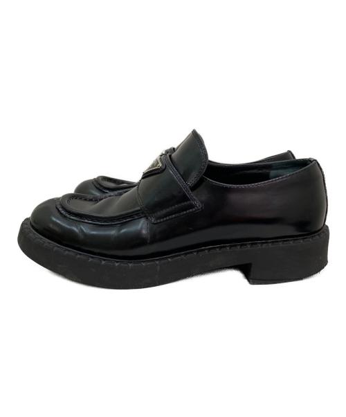 PRADA（プラダ）PRADA (プラダ) チョコレート ブラッシュドレザー ローファー ブラック サイズ:SIZE 37 1/2の古着・服飾アイテム