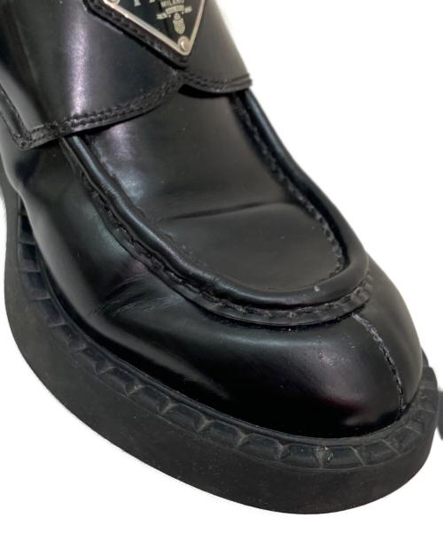 PRADA（プラダ）PRADA (プラダ) チョコレート ブラッシュドレザー ローファー ブラック サイズ:SIZE 37 1/2の古着・服飾アイテム