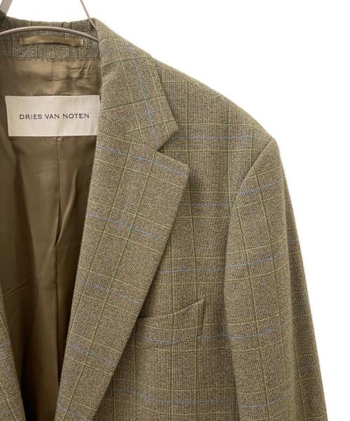 DRIES VAN NOTEN（ドリスヴァンノッテン）DRIES VAN NOTEN (ドリスヴァンノッテン) Blur チェック ジャケット カーキ サイズ:Sの古着・服飾アイテム