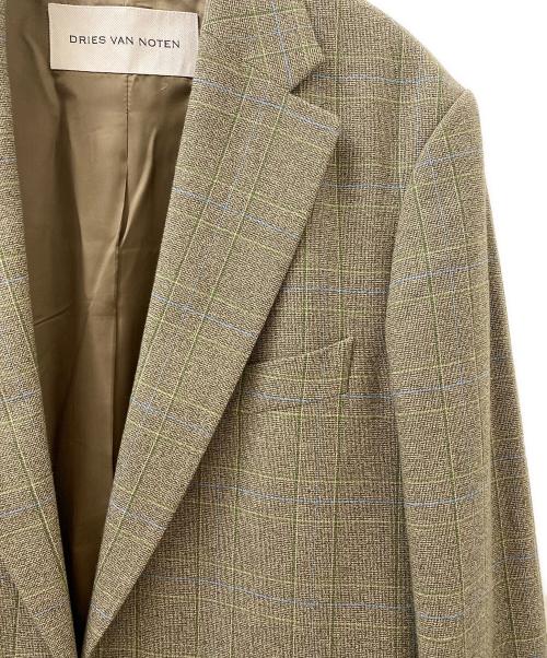 DRIES VAN NOTEN（ドリスヴァンノッテン）DRIES VAN NOTEN (ドリスヴァンノッテン) Blur チェック ジャケット カーキ サイズ:Sの古着・服飾アイテム