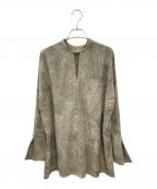 CLANEクラネ）の古着「ダブルフェイスブラウス - RADIAL LINE DOUBLE FACE BLOUSE」｜カーキ