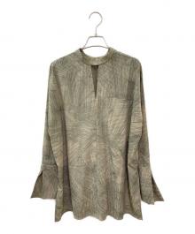 CLANE（クラネ）の古着「ダブルフェイスブラウス - RADIAL LINE DOUBLE FACE BLOUSE」｜カーキ