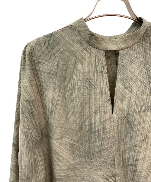 CLANE（クラネ）CLANE (クラネ) ダブルフェイスブラウス - RADIAL LINE DOUBLE FACE BLOUSE カーキ サイズ:1の古着・服飾アイテム