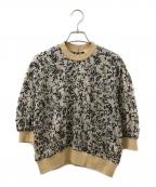 CLANEクラネ）の古着「FLORET EMBROIDERY COMPACT TOPS - フラワー刺繍コンパクトカットソー」｜ベージュ