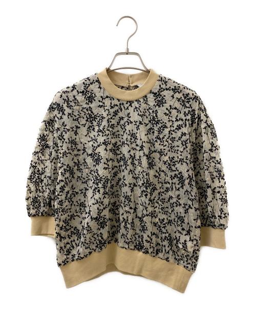 CLANE（クラネ）CLANE (クラネ) FLORET EMBROIDERY COMPACT TOPS - フラワー刺繍コンパクトカットソー ベージュ サイズ:1の古着・服飾アイテム