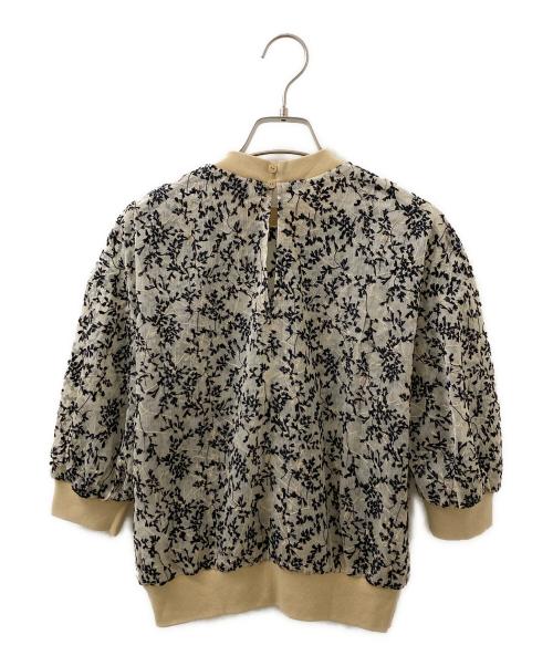 CLANE（クラネ）CLANE (クラネ) FLORET EMBROIDERY COMPACT TOPS - フラワー刺繍コンパクトカットソー ベージュ サイズ:1の古着・服飾アイテム