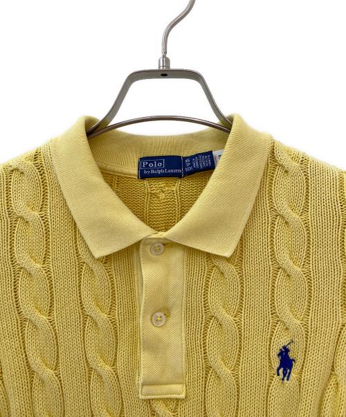 POLO RALPH LAUREN（ポロ・ラルフローレン）POLO RALPH LAUREN (ポロ・ラルフローレン) ケーブルニットポロシャツ イエロー サイズ:XSの古着・服飾アイテム