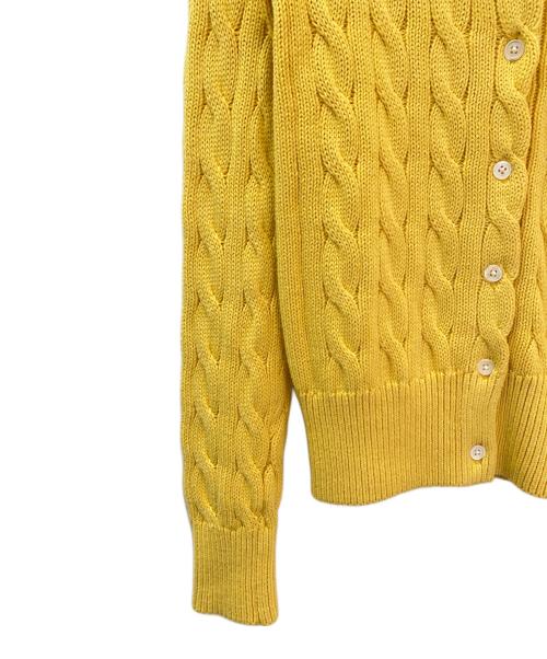 POLO RALPH LAUREN（ポロ・ラルフローレン）POLO RALPH LAUREN (ポロ・ラルフローレン) ケーブルニット コットン クルーネック カーディガン イエロー サイズ:XSの古着・服飾アイテム