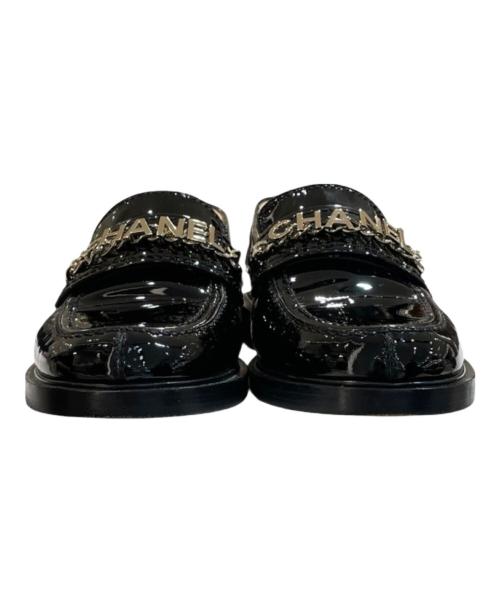 CHANEL（シャネル）CHANEL (シャネル) ココマーク チェーンロゴ ローファー ブラック サイズ:36 1/2の古着・服飾アイテム