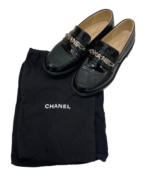 CHANEL（シャネル）CHANEL (シャネル) ココマーク チェーンロゴ ローファー ブラック サイズ:36 1/2の古着・服飾アイテム