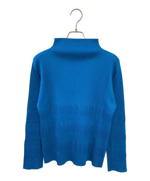PLEATS PLEASE（プリーツプリーズ）PLEATS PLEASE (プリーツプリーズ) プリーツハイネックカットソー ブルー サイズ:3の古着・服飾アイテム