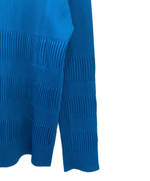 PLEATS PLEASE（プリーツプリーズ）PLEATS PLEASE (プリーツプリーズ) プリーツハイネックカットソー ブルー サイズ:3の古着・服飾アイテム