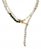 IENAイエナ）の古着「PEARL&PC CHAIN NECKLACE WITH ONYX ネックレス」