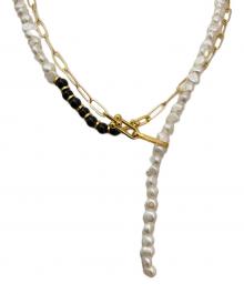 IENA（イエナ）の古着「PEARL&PC CHAIN NECKLACE WITH ONYX ネックレス」