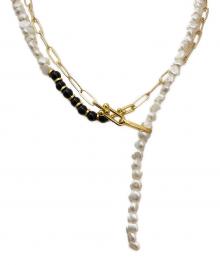 IENA（イエナ）の古着「PEARL&PC CHAIN NECKLACE WITH ONYX ネックレス」