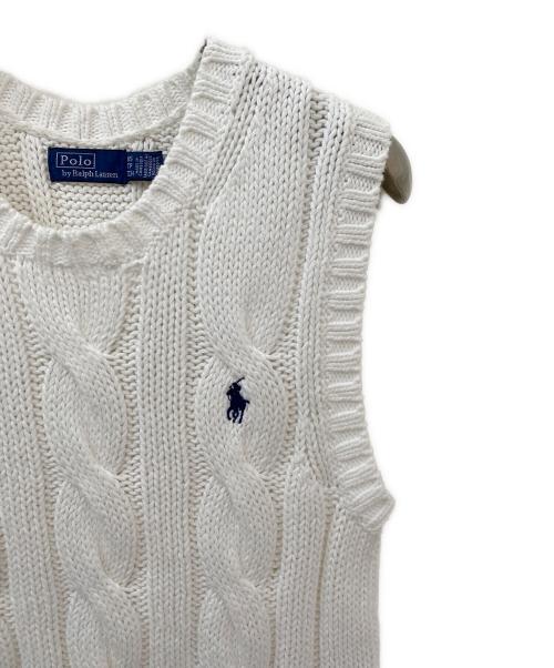 POLO RALPH LAUREN（ポロ・ラルフローレン）POLO RALPH LAUREN (ポロ・ラルフローレン) ケーブルニットベスト ホワイト サイズ:XSの古着・服飾アイテム