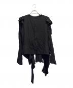 YOHJI YAMAMOTOヨウジヤマモト）の古着「Ry LAWN FOLDED C JACKET/アシンメトリー ロングスリーブトップ」｜ブラック