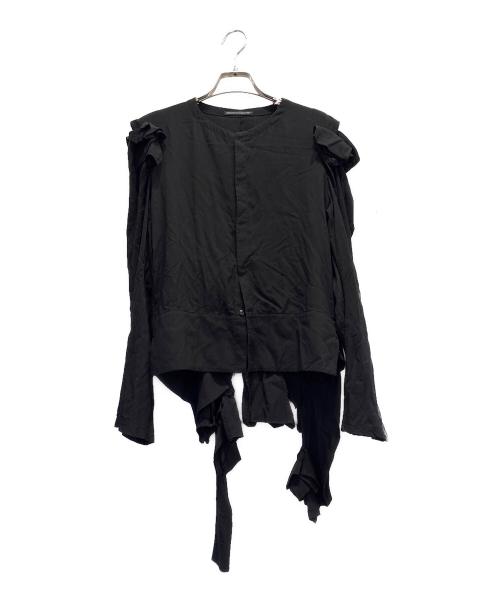 YOHJI YAMAMOTO（ヨウジヤマモト）YOHJI YAMAMOTO (ヨウジヤマモト) Ry LAWN FOLDED C JACKET/アシンメトリー ロングスリーブトップ ブラック サイズ:1の古着・服飾アイテム