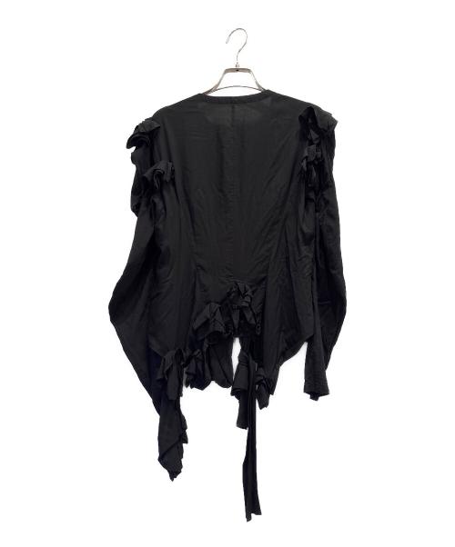 YOHJI YAMAMOTO（ヨウジヤマモト）YOHJI YAMAMOTO (ヨウジヤマモト) Ry LAWN FOLDED C JACKET/アシンメトリー ロングスリーブトップ ブラック サイズ:1の古着・服飾アイテム