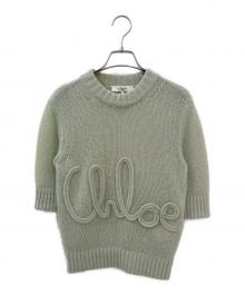 Chloe（クロエ）の古着「アルパカウールシルクニットロゴセーター」｜ミント