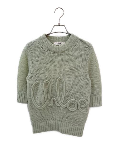 Chloe（クロエ）Chloe (クロエ) アルパカウールシルクニットロゴセーター ミント サイズ:Sの古着・服飾アイテム