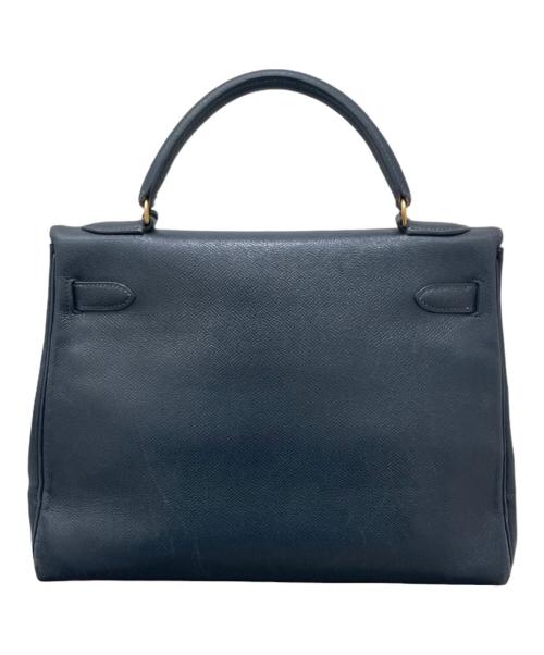 HERMES（エルメス）HERMES (エルメス) ケリー32 内縫い/ゴールド金具/クシュベル/ネイビー系/〇T刻印：1990年製造 ネイビー系 サイズ:32の古着・服飾アイテム
