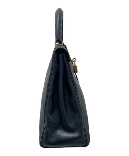 HERMES（エルメス）HERMES (エルメス) ケリー32 内縫い/ゴールド金具/クシュベル/ネイビー系/〇T刻印：1990年製造 ネイビー系 サイズ:32の古着・服飾アイテム