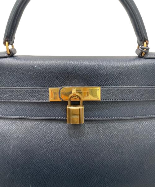 HERMES（エルメス）HERMES (エルメス) ケリー32 内縫い/ゴールド金具/クシュベル/ネイビー系/〇T刻印：1990年製造 ネイビー系 サイズ:32の古着・服飾アイテム