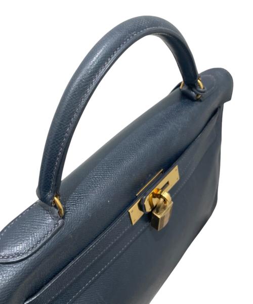 HERMES（エルメス）HERMES (エルメス) ケリー32 内縫い/ゴールド金具/クシュベル/ネイビー系/〇T刻印：1990年製造 ネイビー系 サイズ:32の古着・服飾アイテム