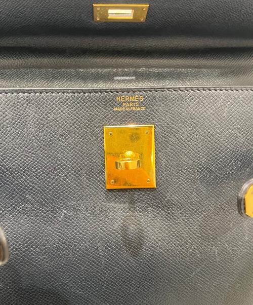 HERMES（エルメス）HERMES (エルメス) ケリー32 内縫い/ゴールド金具/クシュベル/ネイビー系/〇T刻印：1990年製造 ネイビー系 サイズ:32の古着・服飾アイテム