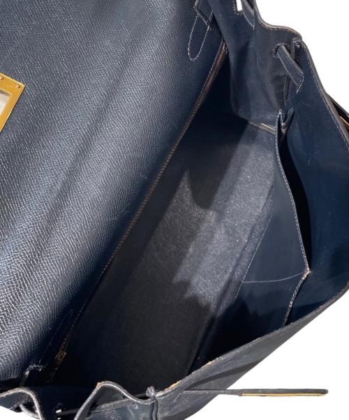 HERMES（エルメス）HERMES (エルメス) ケリー32 内縫い/ゴールド金具/クシュベル/ネイビー系/〇T刻印：1990年製造 ネイビー系 サイズ:32の古着・服飾アイテム